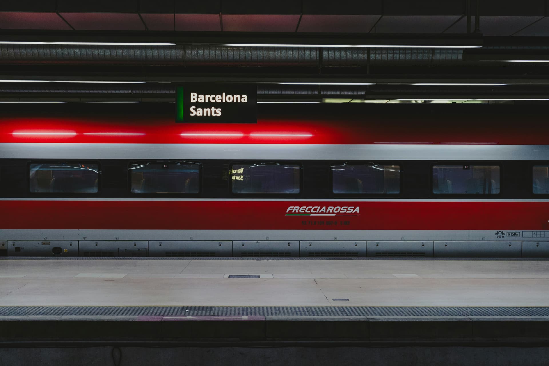 Train arriving in Barcelona, Spain