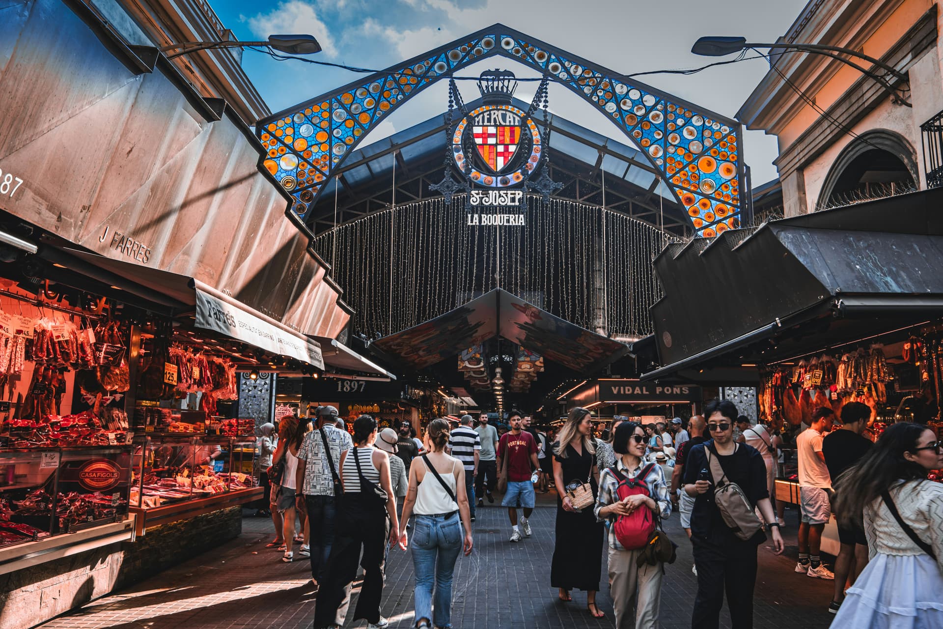 La Boqueria Market in Barcelona with fresh local products
