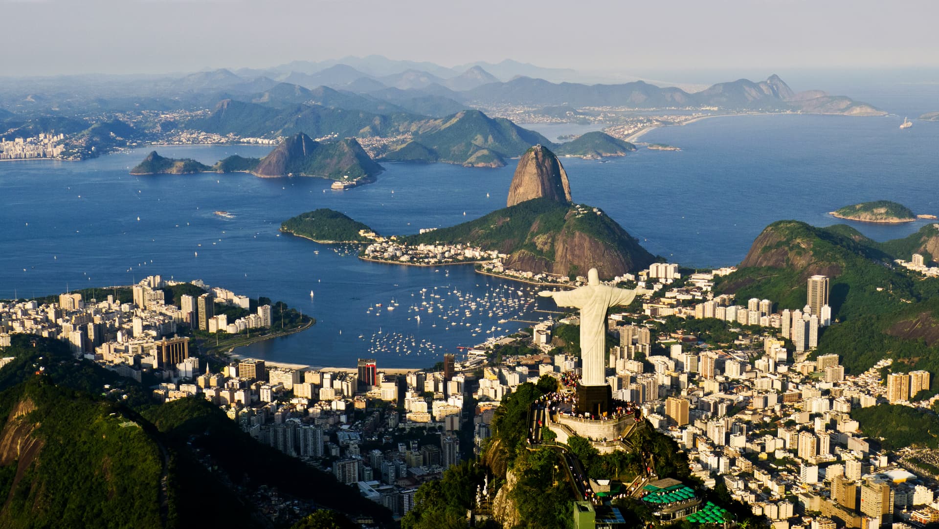 Christ the Redeemer statue overlooking Rio de Janeiro with panoramic city views