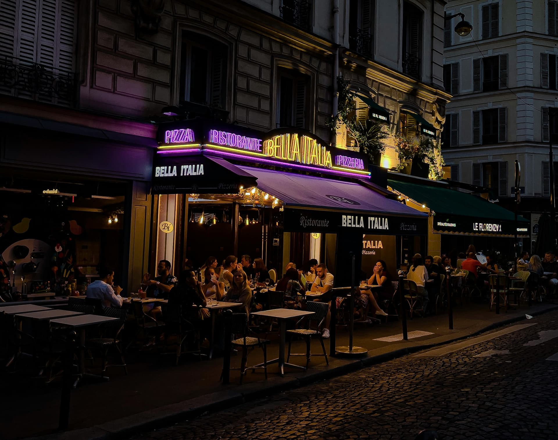 Romantic candlelight dinner with traditional Italian dishes
